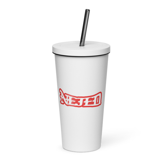 NEJED Insulated tumbler with a straw